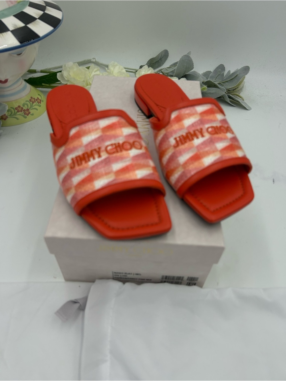 Women's Jimmy Choo NAKO slide embroidered sandals size 38.5